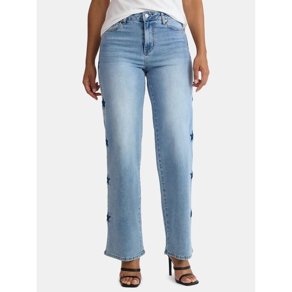 Madden NYC Women's Ultra 90s Fit Jeans with Embroidery, 32" inseam, Sizes 00-18