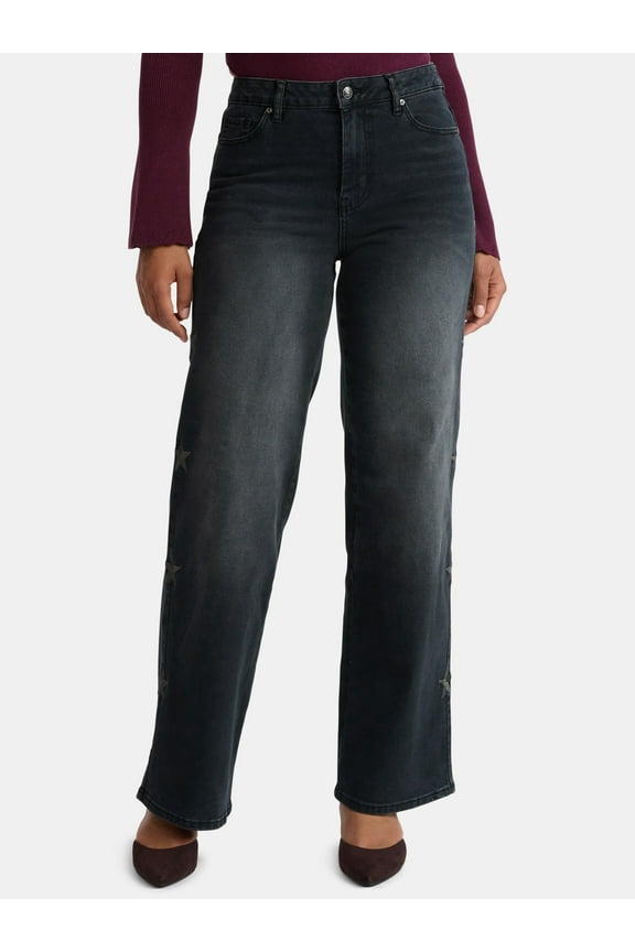 Women's Ultra 90s Fit Jeans with Embroidery, 32" inseam, Sizes 00-18