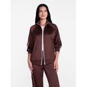 Madden NYC Women's Satin Track Jacket with Racing Stripes, Sizes XXS-XXL