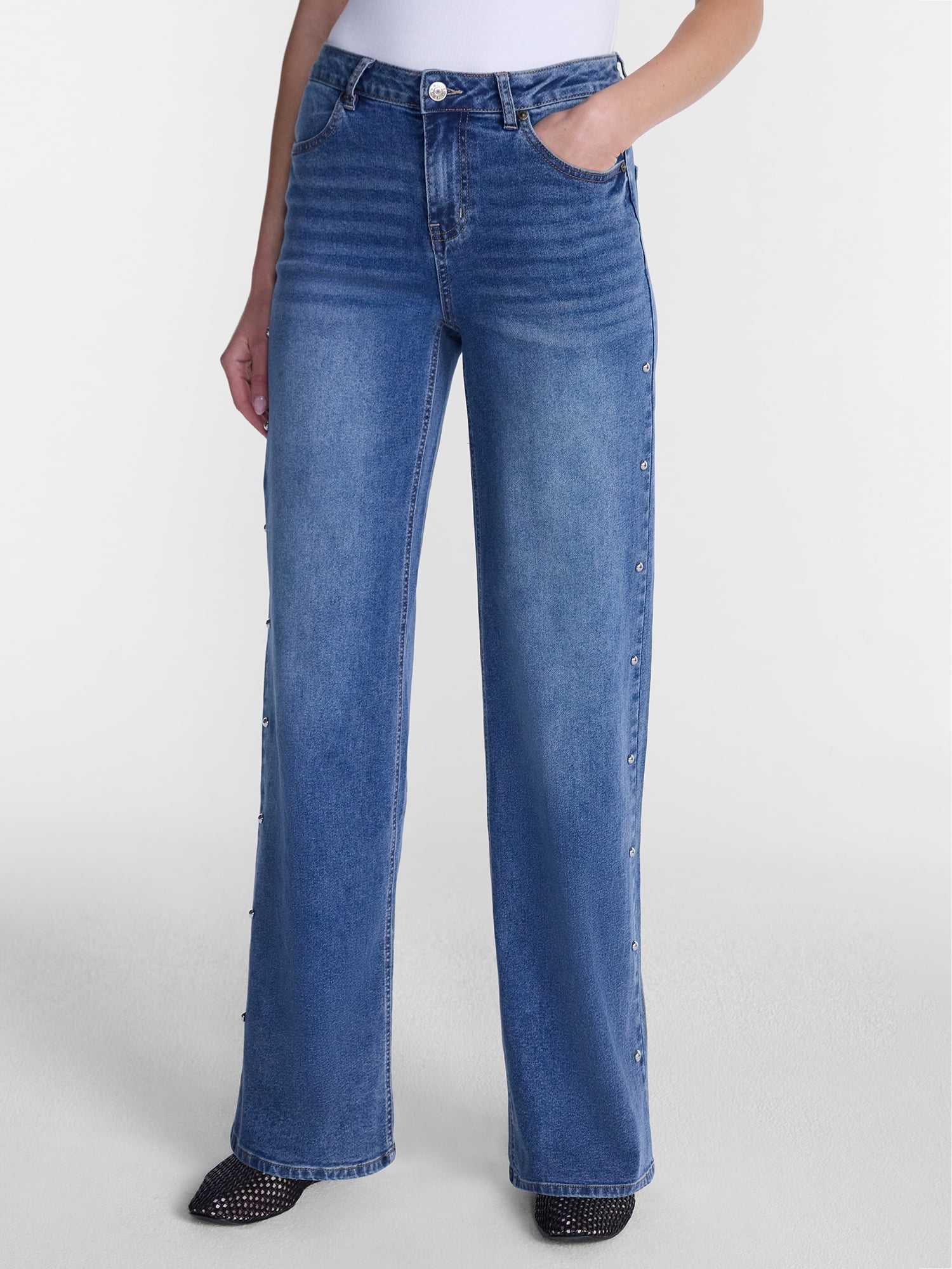 Madden NYC Women’s Studded Ultra Jeans, 32'' Inseam, Sizes 00-18