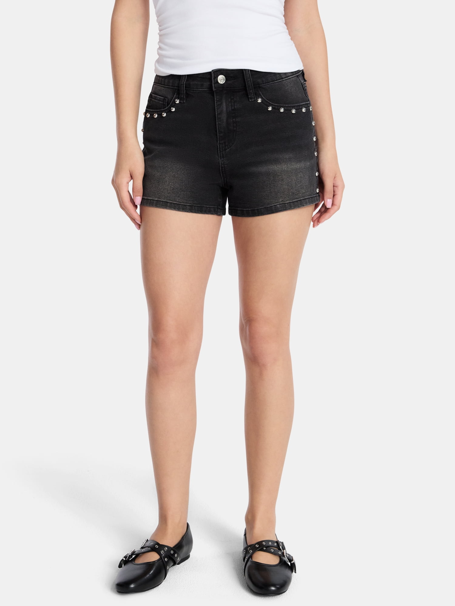 Madden NYC Women’s Studded Denim Shorts, Sizes 00-18