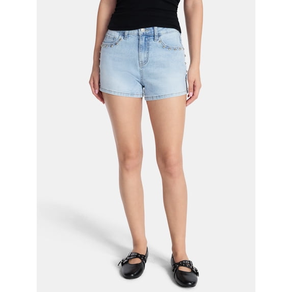 Madden NYC Women’s Studded Denim Shorts, Sizes 00-18