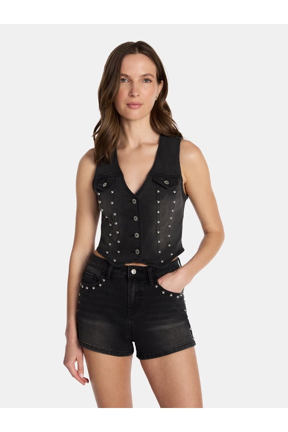 Women's Studded Vest, Sizes XXS-XXL