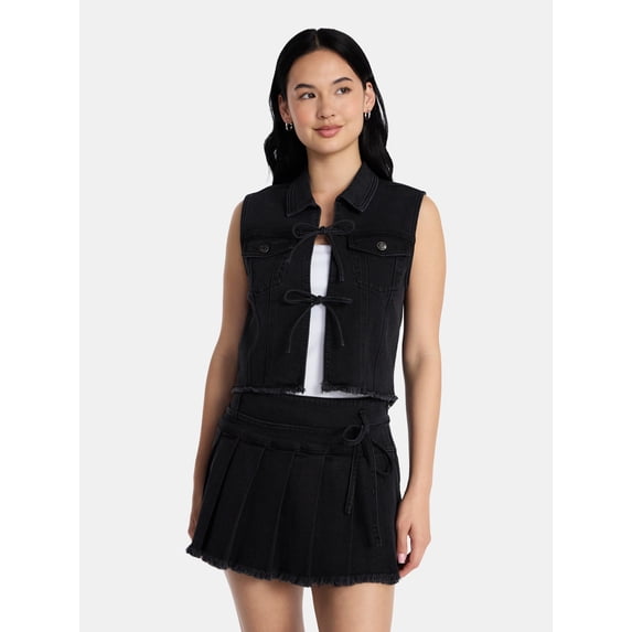 Madden NYC Women’s Tie Front Denim Vest, Sizes XXS-XXL