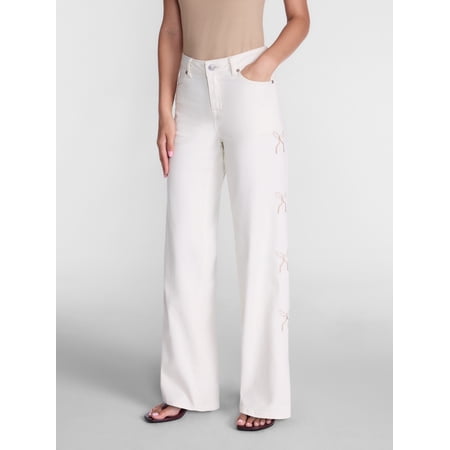 Madden NYC Women’s Ultra 90's Jeans with Bow Embroidery, 32'' Inseam, Sizes 00-18