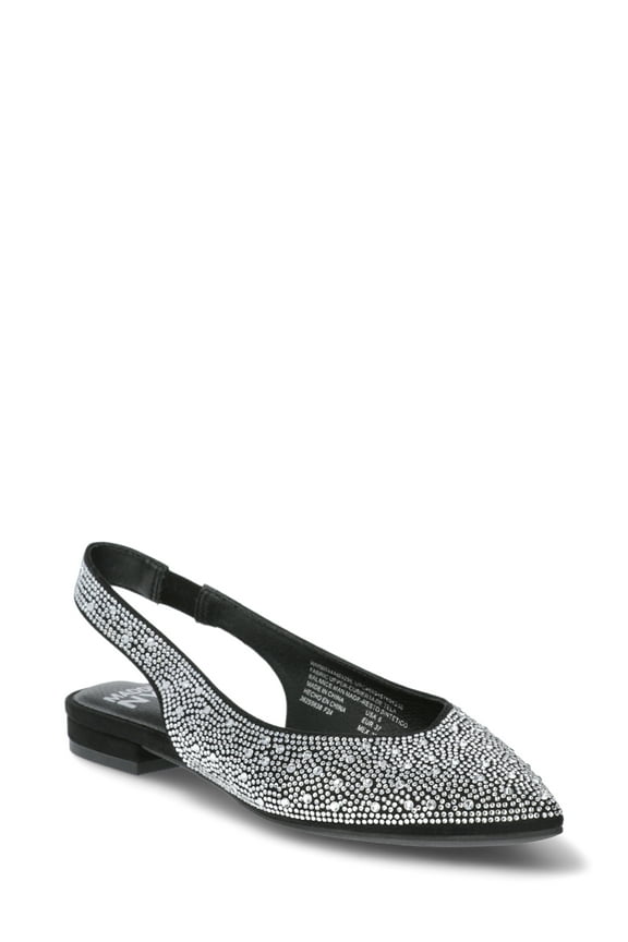 Women's Almond Toe Slingback Flats with Faux Crystals