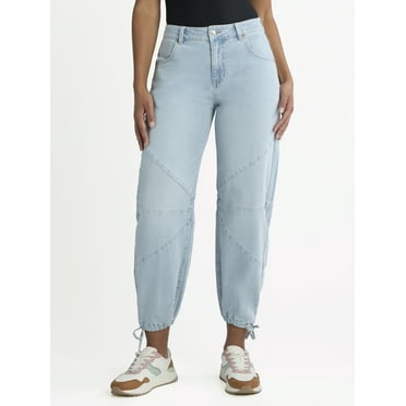 Madden NYC Women’s Barrel Jeans with Drawstring Hem, 28" Inseam, Sizes 0-18