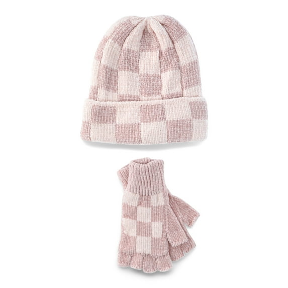 Madden NYC Women's Beanie and Winter Glove 2-Piece Set, Pink