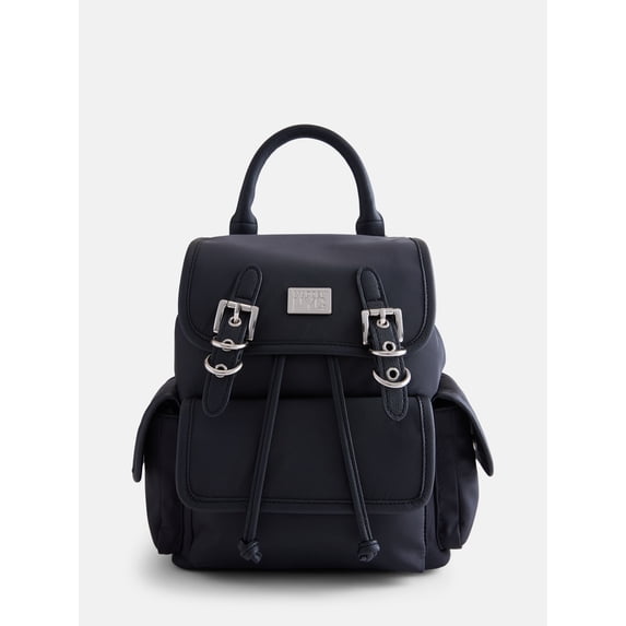 Madden NYC Women's Buckle Flap Backpack, Black