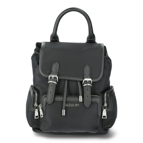 Madden NYC Women's Buckle Flap Backpack, Black