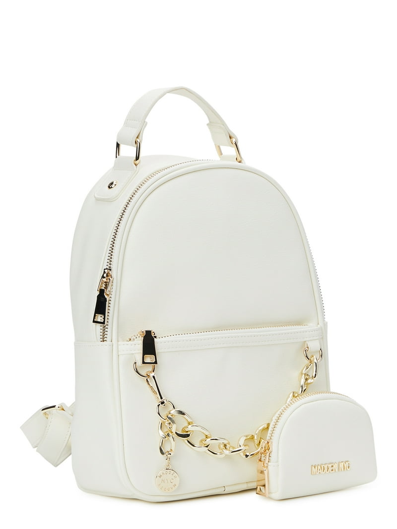 Steve MADDEN Cream Backpack with Gold Accents, 12x 10. Steve Madden White Faux Leather Small | Mercari main image 3