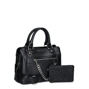 Madden NYC Women's Chain Tote Bag with Embellished Pouch, Black