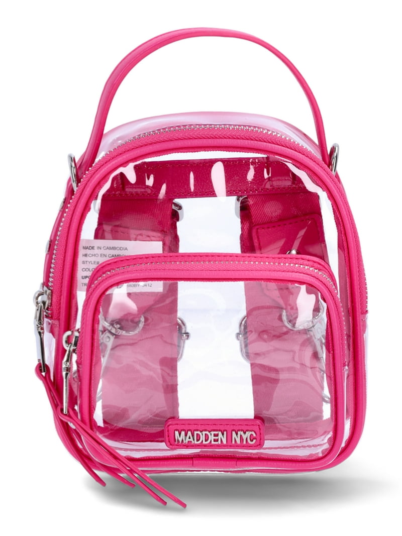 clear mini backpack pink designed for those who never settle for basic Madden NYC Clear Mini Convertible