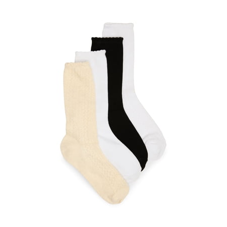 Madden NYC Women's Crew Socks, 4-Pack, Fits Shoe Size 5-10