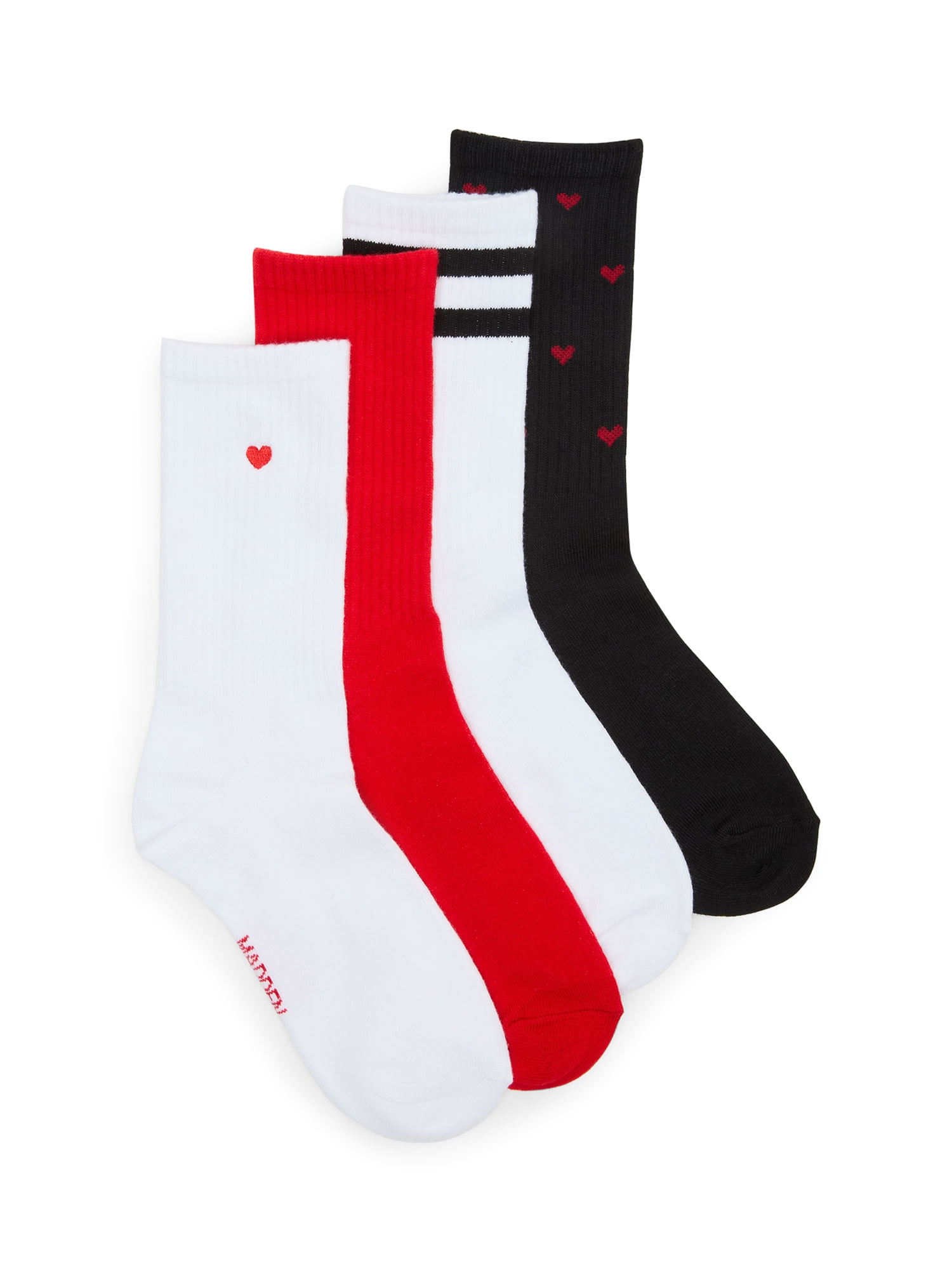 Madden NYC Women's Crew Socks, 4-Pack, Fits Shoe Size 5-10