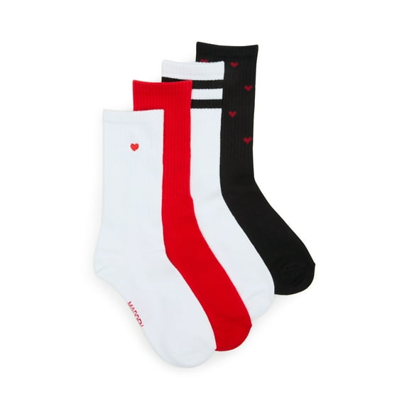 Madden NYC Women's Crew Socks, 4-Pack, Fits Shoe Size 5-10