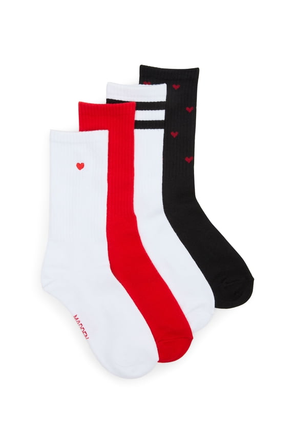 Women's Crew Socks, 4-Pack, Fits Shoe Size 5-10