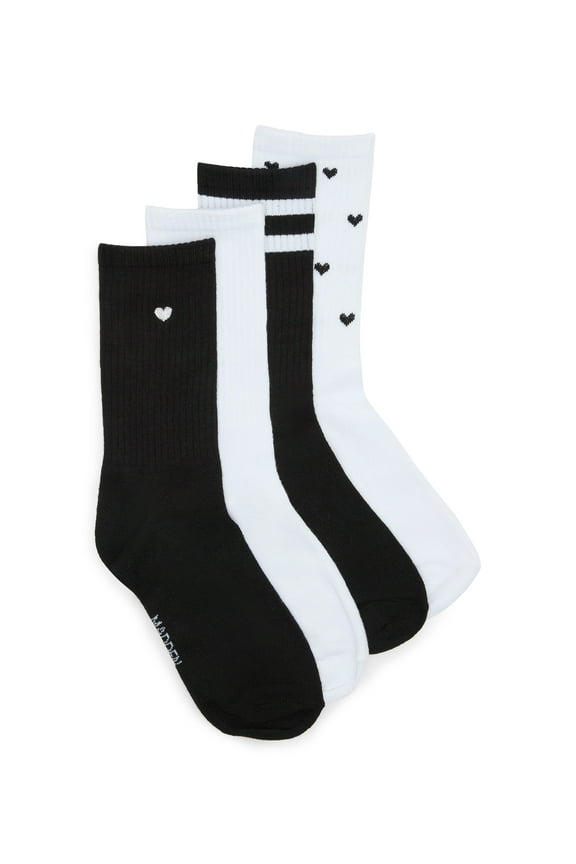 Women's Crew Socks, 4-Pack, Fits Shoe Size 5-10