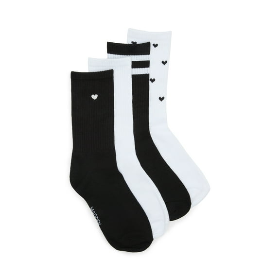 Madden NYC Women's Crew Socks, 4-Pack, Fits Shoe Size 5-10