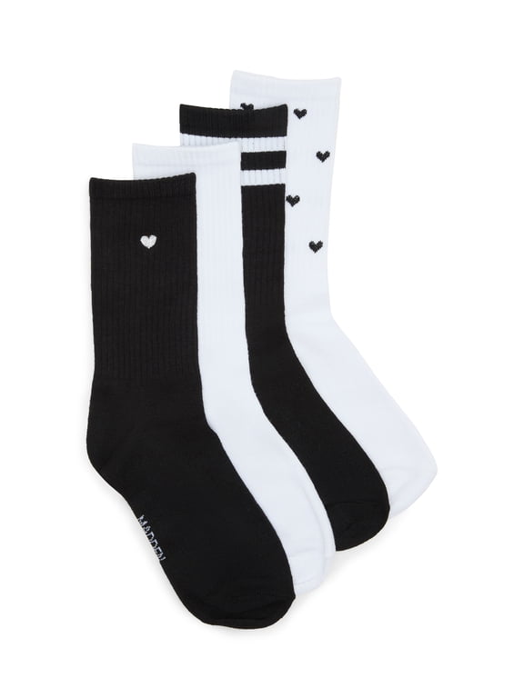 Women's Crew Socks, 4-Pack, Fits Shoe Size 5-10