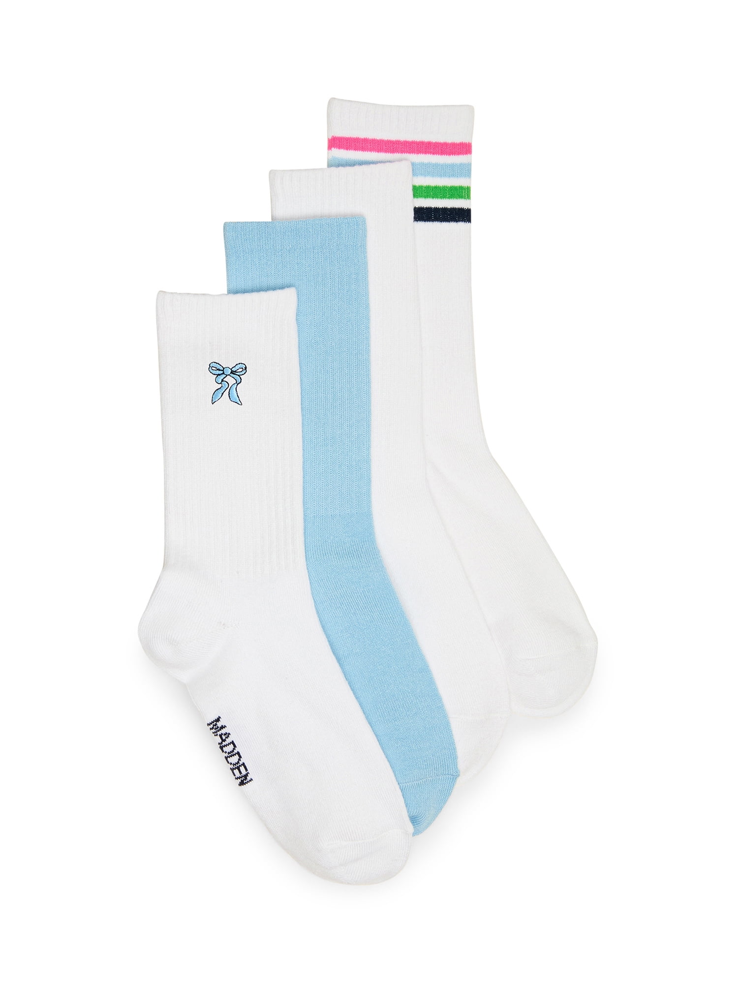 Madden NYC Women's Crew Socks, 4-Pack, Fits Shoe Size 5-10