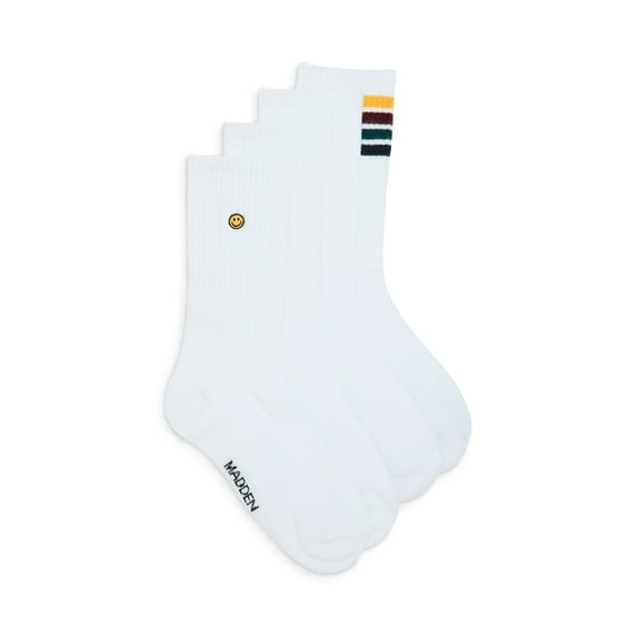 Madden NYC Women's Crew Socks, 4-Pack, Fits Shoe Size 5-10