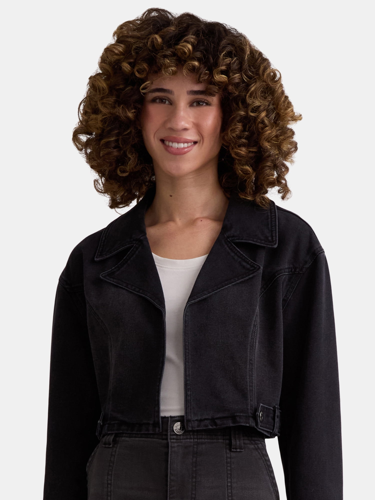 Madden NYC Women's Edgy Cropped Denim Moto Jacket, XXS-XXL