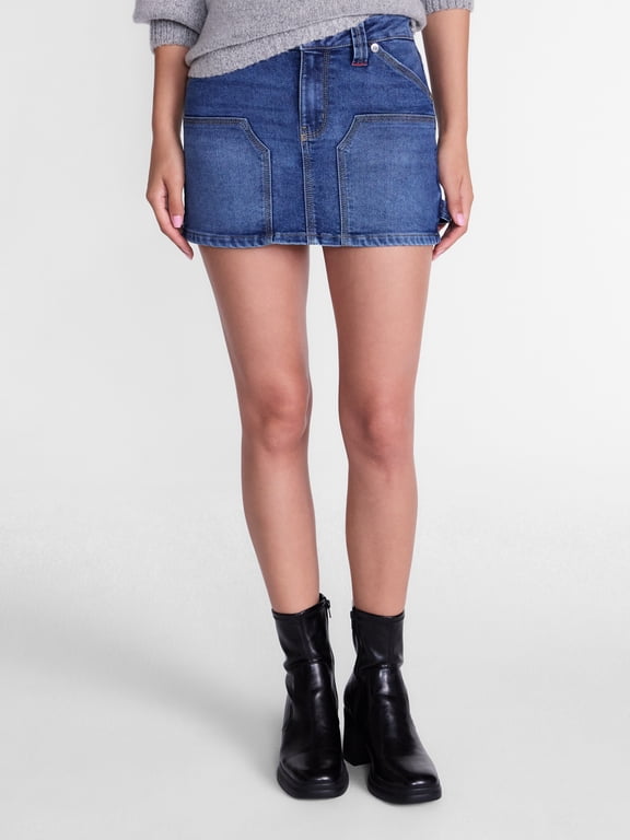 Women's Denim Micro Mini Cargo Skirt, Sizes XXS-XXL