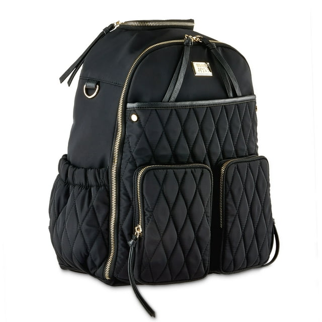 Madden NYC Women's Diaper Backpack Quilted Black