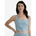 thumbnail image 1 of Madden NYC Women's Distressed Sparkle Twill Corset, Sizes XS-XXL, 1 of 5