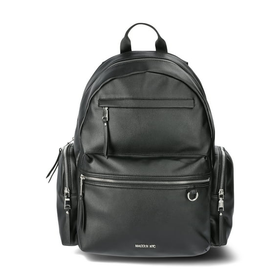Madden NYC 18.5" Women's Dome Backpack with Front Pocket and Removable Pouch, Black