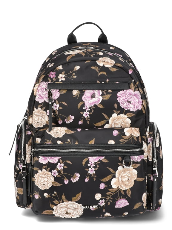 18.5" Women's Dome Backpack with Front Pocket and Removable Pouch, Dark Floral