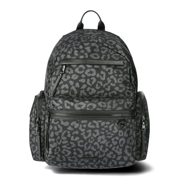 Madden NYC Women's Dome Backpack with Front Pockets and Removable Pouch, Leopard
