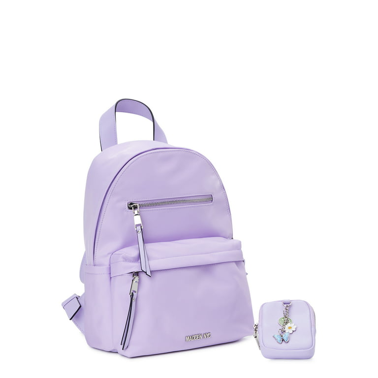 Madden NYC Women's Dome Backpack with Removable Charm Pouch Purple 
