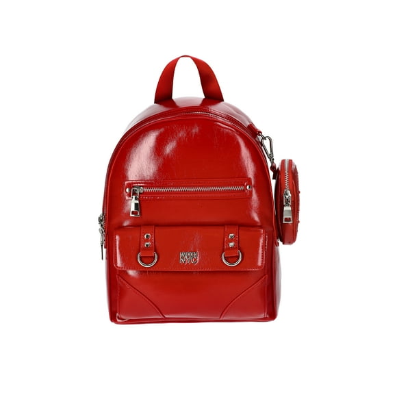 Women's Faux Leather Dome Ring Backpack, Red Wine