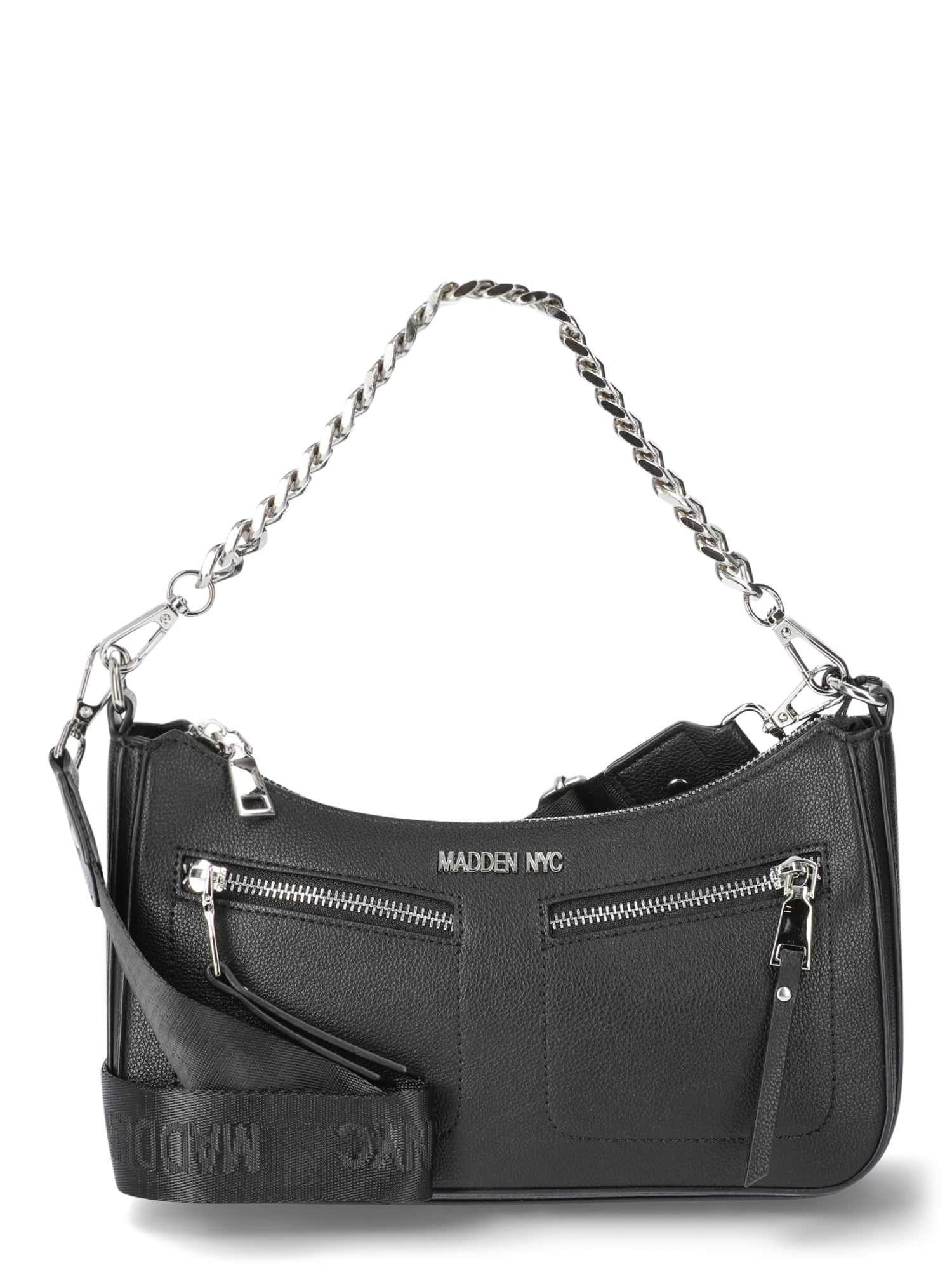 Madden NYC Women's Double Front Pocket Crossbody, Black