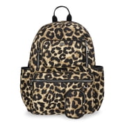 Madden NYC Womens 18.5 Dome Backpack with Front Pocket and Removable Pouch, Leopard