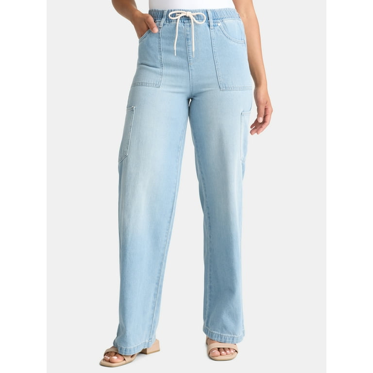 Madden NYC Women's Drawstring Utility Jeans, 32'' Inseam