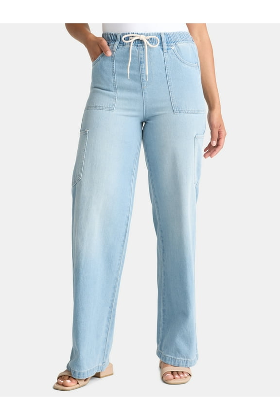 Women's Drawstring Utility Jeans, 32'' Inseam, Sizes XXS-2XL