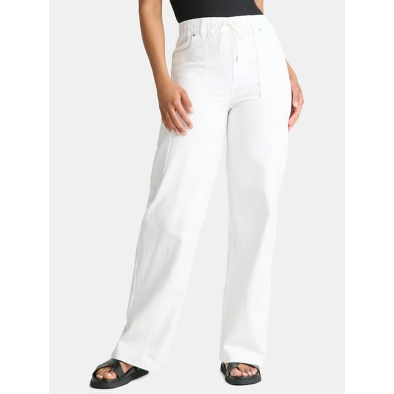 Madden NYC Women's Drawstring Utility Jeans, 32'' Inseam, Sizes XXS-2XL