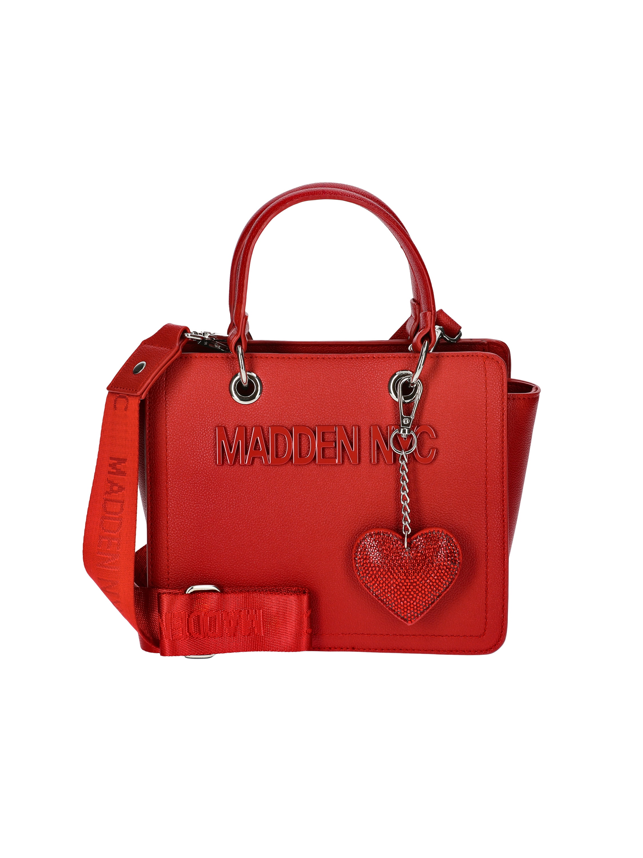 Madden NYC Women's Enamel Logo Top Handle Tote Handbag, Red Wine