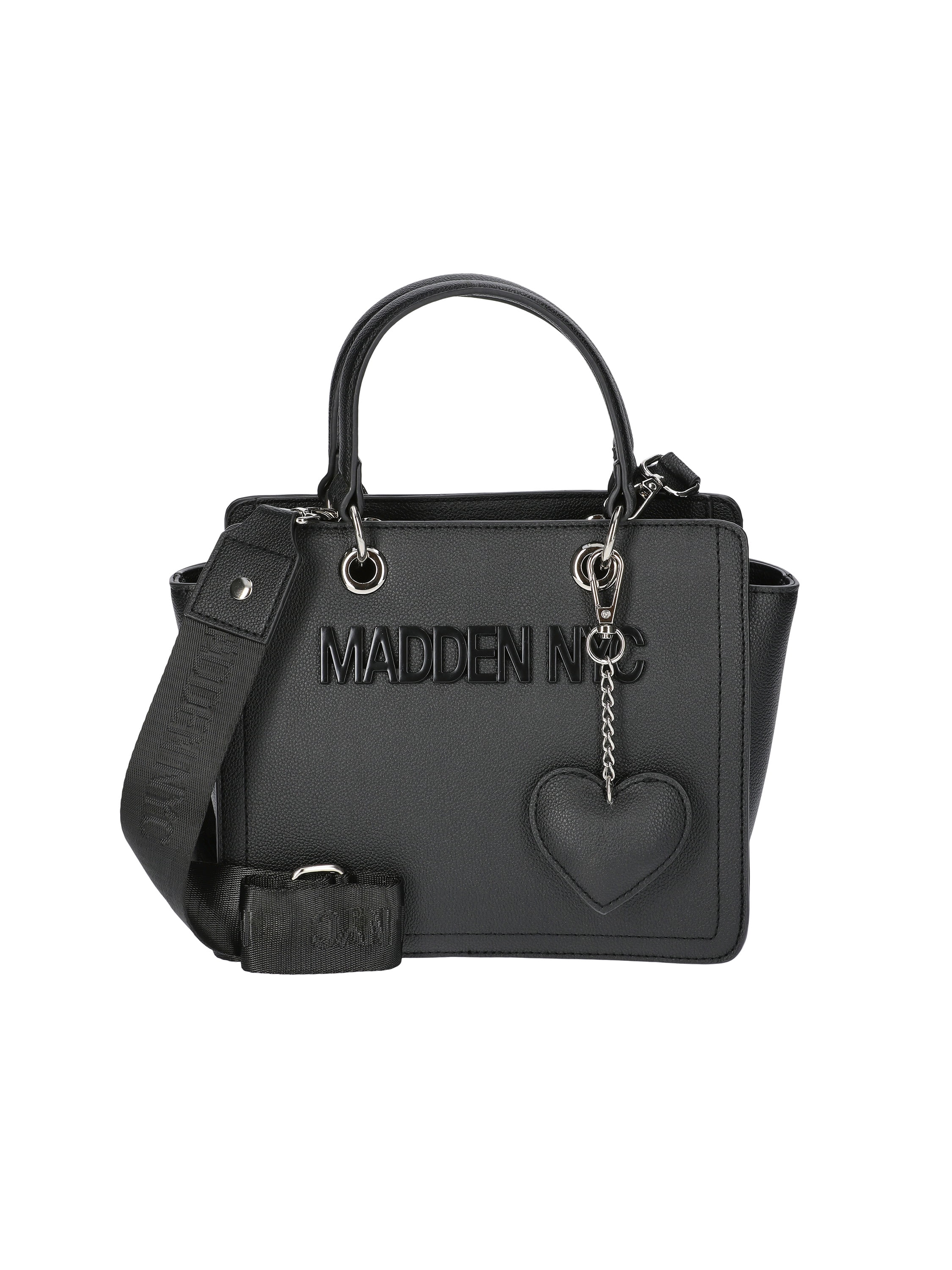 Madden NYC Women's Enamel Logo Top Handle Tote Handbag, Black