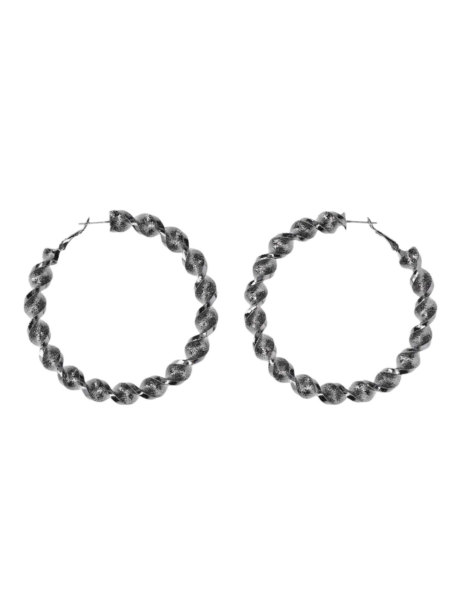 Madden NYC Women's Fashion Black Twist Large Hoop Earrings