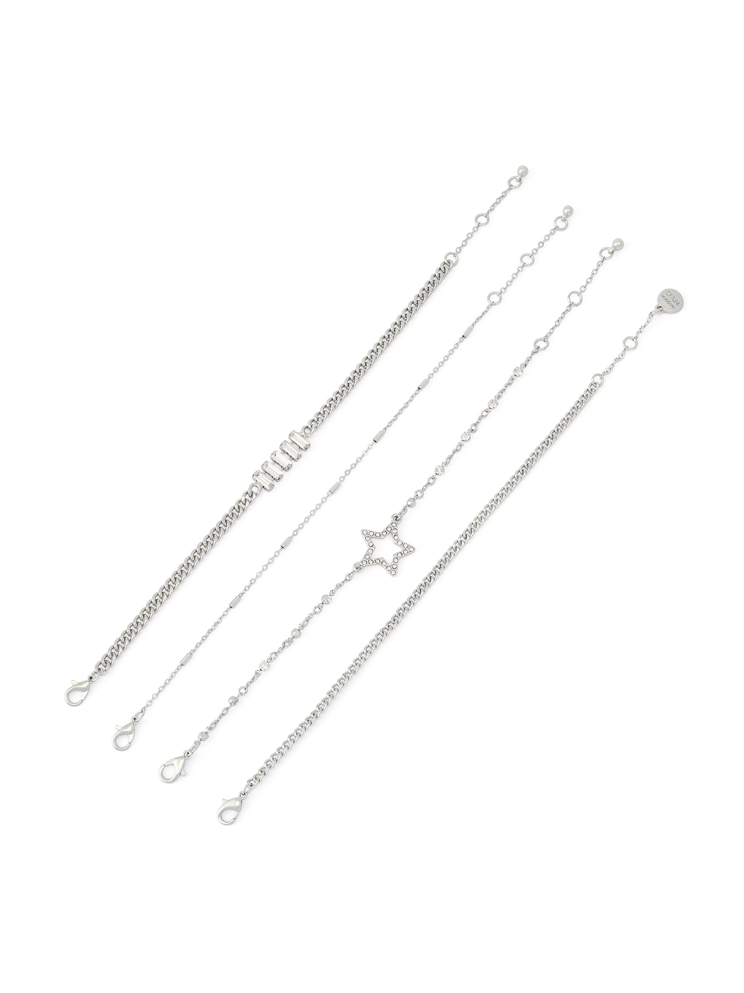 Madden NYC Women's Fashion Crystal Pavé Star 4-Piece Bracelet Set