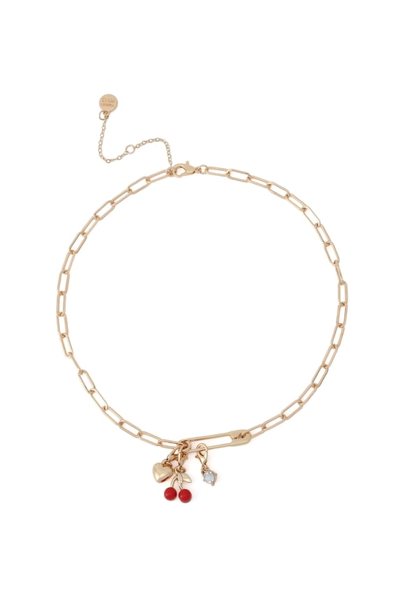 Women's Fashion Gold-Tone Cherry Charm Pendant Necklace