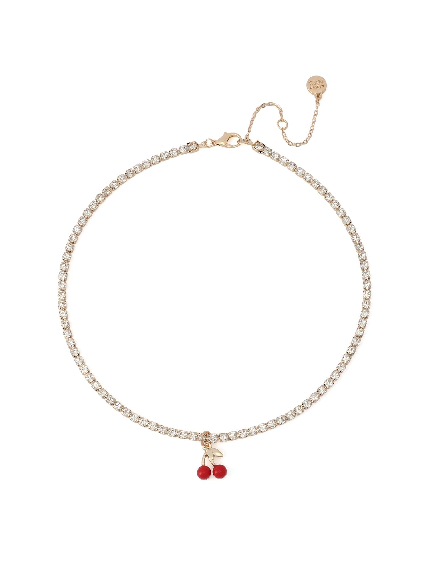 Madden NYC Women's Fashion Gold-Tone Cherry Pendant Tennis Necklace