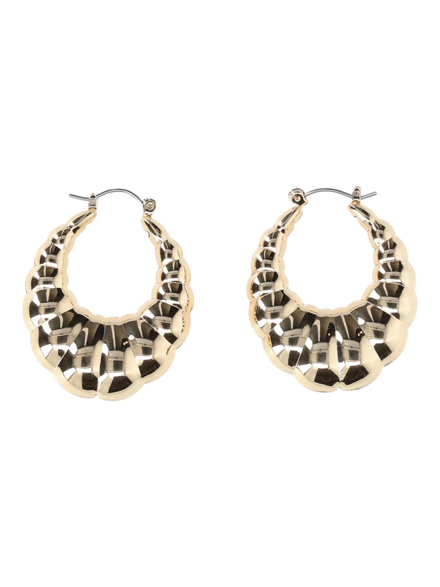 Madden NYC Women's Fashion Gold Tone Crescent Hoop Earrings