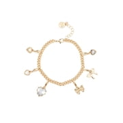 Women's Fashion Gold-Tone Heart Bracelet & 3-Piece Charm Giftable Boxed Jewelry Set