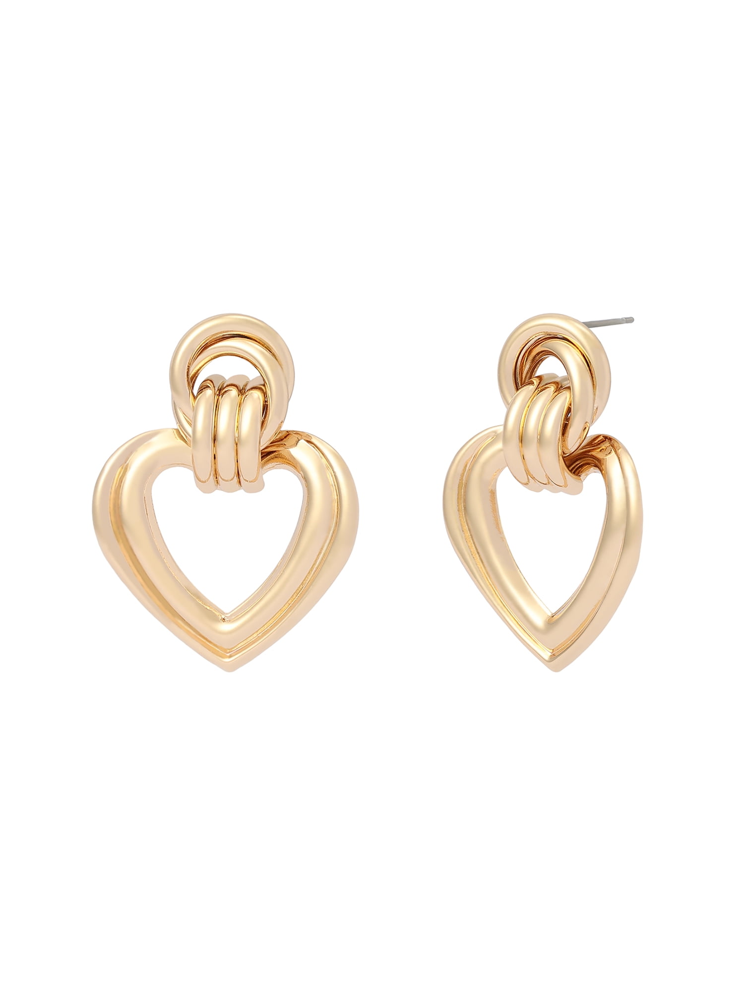 Madden NYC Women's Fashion Gold-Tone Heart Doorknocker Earrings