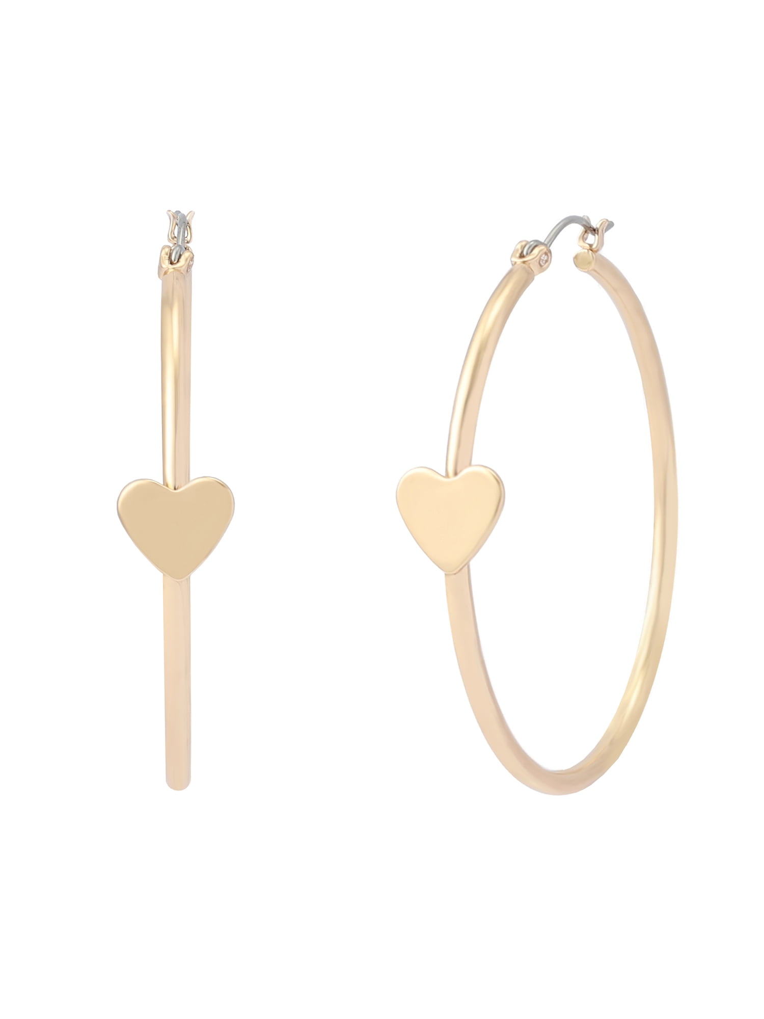 Madden NYC Women's Fashion Gold-Tone Heart Hoop Earrings